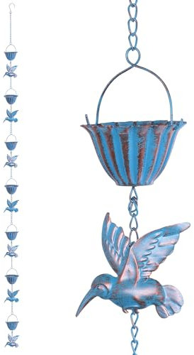 Guniata Regenkette,2.4m Regenablaufkette,Regenkette Ablaufkette,Regenkette für Dachrinnen,Regenfänger,zum Ableiten Von Wasserfür Den Regenfänger Im Freie(A)