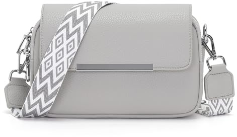 Zyig handtasche kleine umhängetasche damen handbags for women handytasche zum umhängen Breitem Schultergurt Multikompartiment crossbody bag Hellgrau