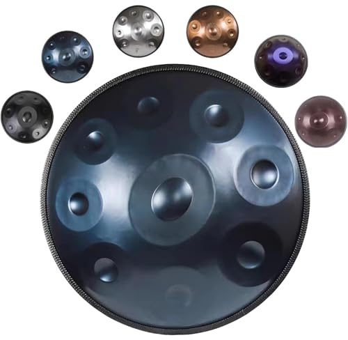 Handpan Drum, 9/10/12 noter, 22 tum 432 Hz/440 Hz i Re Mindre Handpan-handtrumma för vuxna, handpanstål slagverksinstrument med påse (blå, 432 Hz/10 Note)