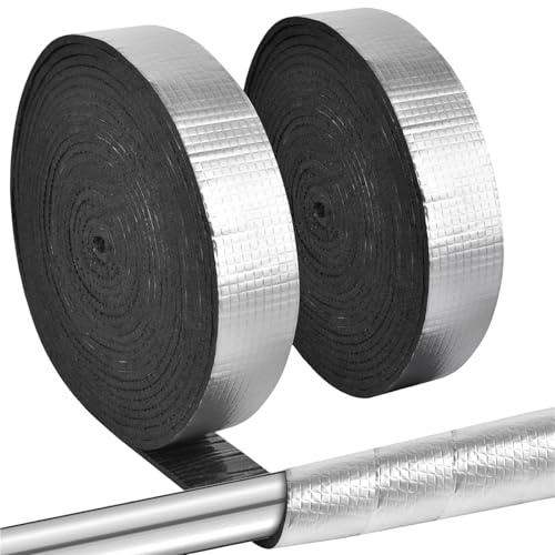 2 rollos de aislamiento de conductos, 10 m x 5 cm, aislamiento de tubos de calefacción, autoadhesivos, cinta aislante para tuberías, protección de tuberías