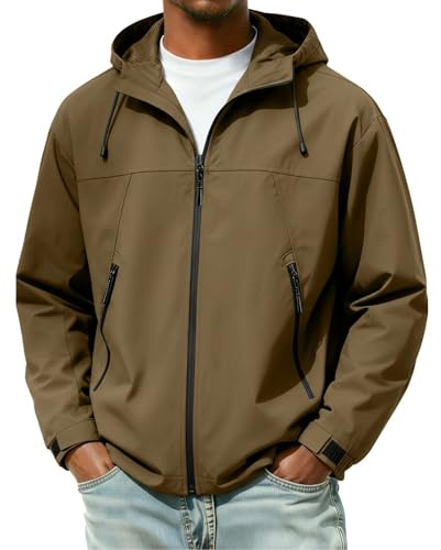 DUHGBNE Giacca Primaverile Uomo Giubbino Primaverile Uomo Giubbotto Leggero Lunga Maniche con Zip Giacca Sportiva e Tasche Cappuccio Antivento Sportiva Giacche