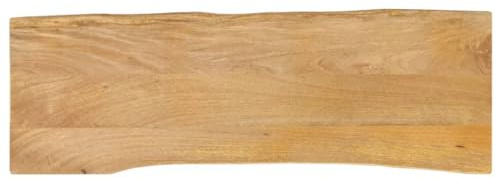 mzdioop Table Top with Tree Edge Made of Solid Mango Wood, 140 x 40 x 3.8 cm, Rustic for Living Room Table and Coffee Table as Individual Replacement Top with Natural Finish