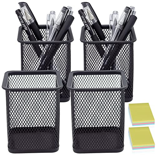 DARUITE Stiftehalter Schreibtisch, 4 Stück Stiftebecher,Metall Stifthalter,Stifteköcher Multifunktions,Pencil Holder Kinder,Organizer Büroorganizer Bürobedarf Becher für Stifte(Schwarz)
