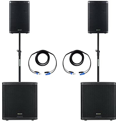 Pronomic Powerstage Concert 1812 2.2 - set PA attivo con 2x subwoofer da 18 e 2x satelliti da 12 - 2600 watt potenza totale (RMS) - con tubi distanziatori inclusi