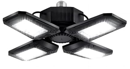 ANYPOWK Deformerbara LED-garagelampor - 1 2 000 lumen, dagsljus 6 500 K, 120 W, taklampa för garage med fyra ark