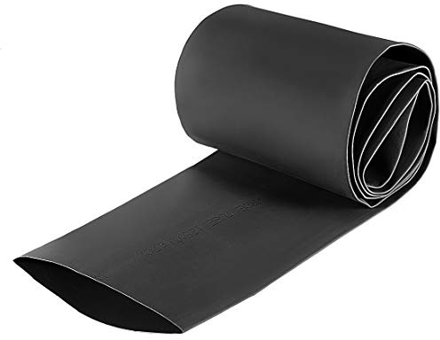 sourcing map vattentät krympslang 70 mm diameter 113,0 mm platt bredd krympförhållande 2:1 kabelskyddsslang för elektrisk isolering slang 1 m längd PE krympslang svart