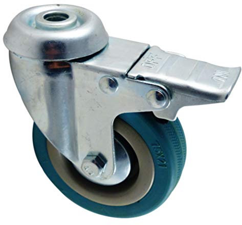 Apparaterollen 50mm Rad aus Gummi mit Fadenschutz Befestigung Rückenloch als Lenkrolle Bremse Transportrolle Bremse 50 mm mit Fadenschutz