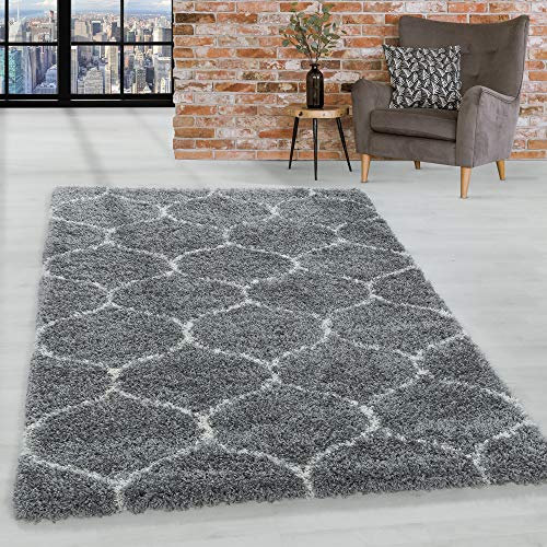 HomebyHome Shaggy Teppich Wohnzimmer 240 x 340 cm - Hochflor Teppich Skandi Design Grau Extra Weich und Flauschig - Bettvorleger Teppich für Schlafzimmer, Küchenläufer - Carpet, Halı, Kilim
