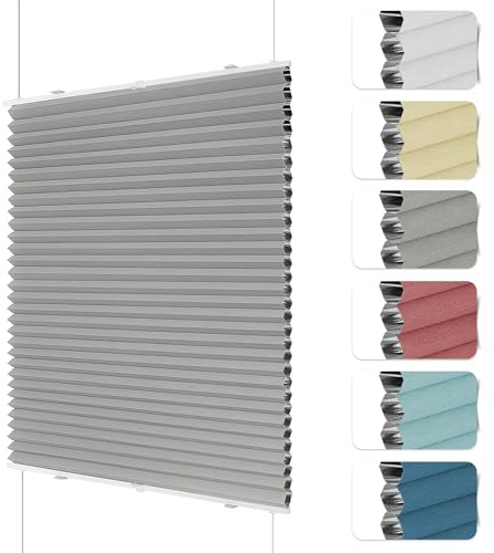 HOMEDEMO Wabenplissee Plissee ohne Bohren Klemmfix Verdunklung Thermo Zweifarbig Grau 40 x 130cm(BxH) Faltrollo 100% Blickdicht, Sonnenschutz & Schallschutz Plisseerollo für Fenster & Tür