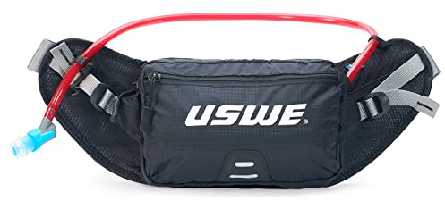 USWE Zulo Hydration Hip Pack - with Organizer and Side Pockets, Bounce Free Hip Belt (2L, Black), Yellow, 2L US, Black