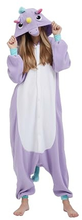 SimZoo Pijama Mono De Animal para Adultos, Disfraz para Hombres Y Mujeres, Ropa De Dormir De Unicornio PúRpura Claro, Ropa para El Hogar Unisex De Una Pieza