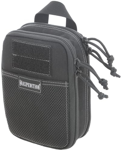 MAXPEDITION Double-Decker EDC Pocket Organizer (5” x 2.5” x 7”) MOLLE Compatible Tactical Gear Pouch for Everyday Carry (Black) 0247B