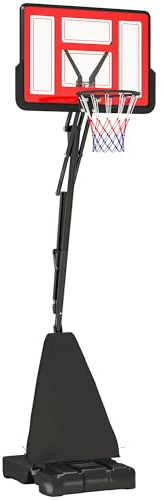 SPORTNOW Basketball Hoop Outdoor, Height Adjustable Basketball Hoop and Stand with Rebound System, Weighted Base, Portable on Wheels, 2.45-3.05m, for Teens, Juniors, Adults, Red