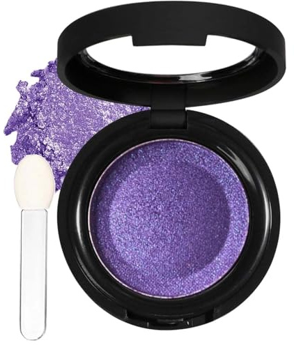 Ombretto singolo viola - Polvere pressata, altamente pigmentato, ombretto metallico in formula a lunga durata e impermeabile, include specchio e pennello, trucco occhi fresco per feste
