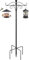 BPYOT Heavy Duty Adjustable Bird Feeder Pole Stand - 195cm Outdoor Garden Feeding Station with 2 Hooks, Rust-Resistant Steel for Hanging Lanterns, Planters & Wind Chimes