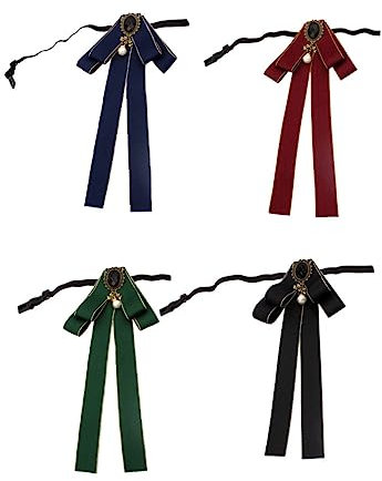 LIFKOME 4stücke Damen Krawatte Polyester Fliege Anzugkragen Blume Design Schulstil Kleidungszubehör Leicht Zu Reinigen Und Tragbar