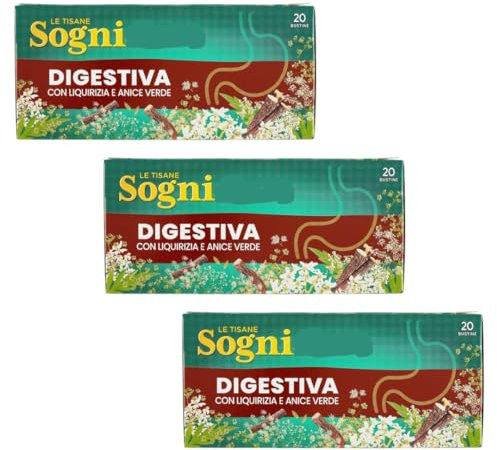 3X Confezioni per Sognid'Oro - Tisana Digestiva, Con Anice, Liquirizia E Menta - 3 Confezioni da 40 G