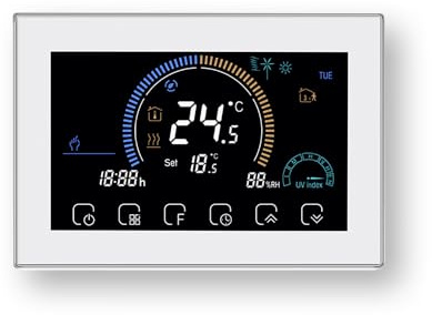 MelkiSmart Wi-Fi Termostato - Serie 8000 Termostato Digitales programables Apto para calefacción por Caldera - Control Remoto Desde Teléfono Móvil Compatible con Alexa,Google Home,IFTTT