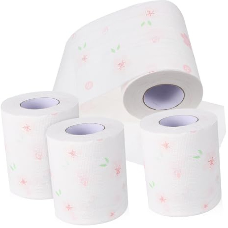 SAFIGLE 4rotoli Fazzoletti da Bagno Stampati Motivi Floreali di Carta Igienica Decorativa Articoli per Bagno Casa e Ufficio