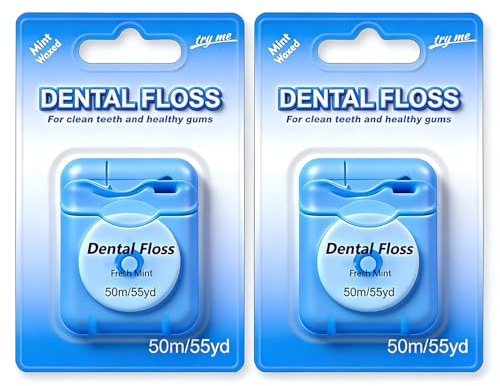 Mint Waxed Dental Floss,Cool Flavour,50m/Pack,2 Pack
