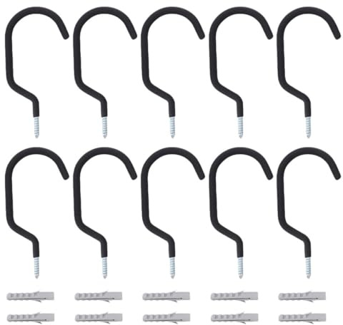 Healifty 10pcs Wall Mount Bike Hooks Heavy Duty Metal Pedal Hangers Bicycle Indoor Storage Garage Rack for Road and Mountain Bikes