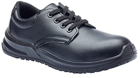 Blackrock Lace-Up Safety Shoes, Mens Womens Steel Toe Cap, Chef, Nursing, Orthopedic, Non-Slip Work Shoes, Work Utility Footwear, Hygiene, Catering, Kitchen Anti-Slip - Size 10 Black
