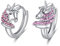 AOBOCO Einhorn Ohrringe Kinder Sterling Silber 925 Creolen mit Rosa Kristallen, Einhorn Schmuck Geburtstagsgeschenk für Mädchen Frauen (Rosa)