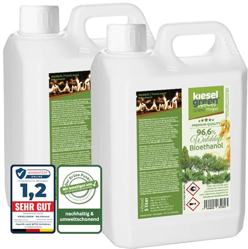 KieselGreen Bioethanolo 10 Litri con Fragranza per Caminetto a Etanolo – Bio-etanolo profumato per Ambienti, molte Fragranze - Profumo per Caminetto a bioetanolo da Interno o da Tavolo