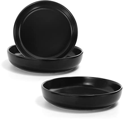 SPUNKYJUNKY Katzennäpfe 3 Stück Futternäpfe Keramik Fressnapf für Katzen (Schwarz)