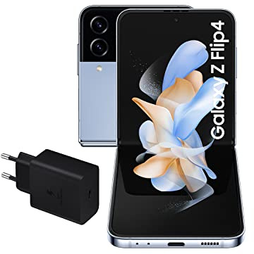 Samsung Galaxy Z Flip4 5G (128 GB) Smartphone Android, Teléfono Móvil Plegable Azul [Versión española] + Cargador ultrarrápido de 45W