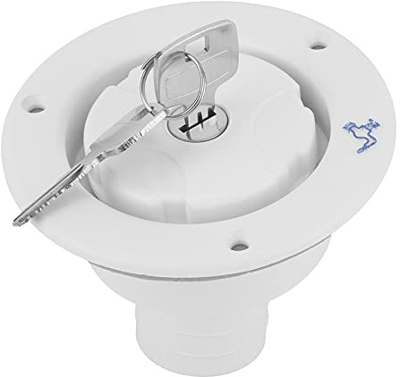 Tappo Acqua Camper Con Chiave, Presa Acqua Camper Chiusura Molla Anello Tenuta Gravità Ingresso Serratura Bianca Portello Riempimento Acqua Dolce Rotonda Rimorchi Piastra per Porta 30-40mm 112x80mm