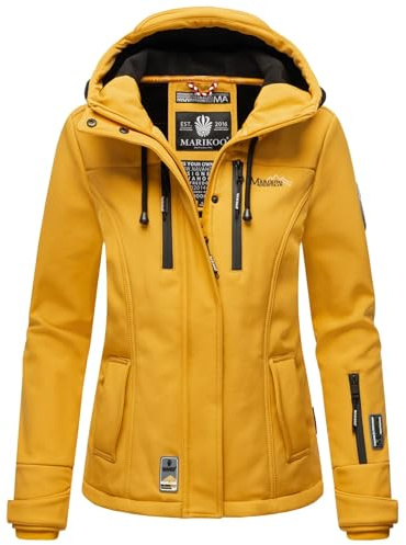MARIKOO Damen Softshell Jacke Winterjacke wasserabweisend Outdoor B864 [B864-Kl.zicke-A-Yellow-Gr.S]