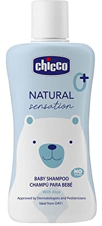 CHICCO Shampoo Senza Lacrime Natural Sensation, con Aloe e Olio di Mandorle Dolci, per la Pelle Sensibile del Bambino, Delicato, Formato da 200 ml