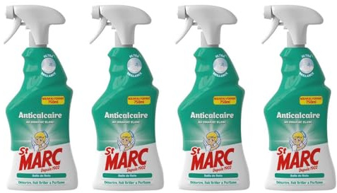 St Marc Lot de 4 Pistolets Spray Désinfectant et Nettoyant Anticalcaire au Vinaigre Blanc - 750 ml