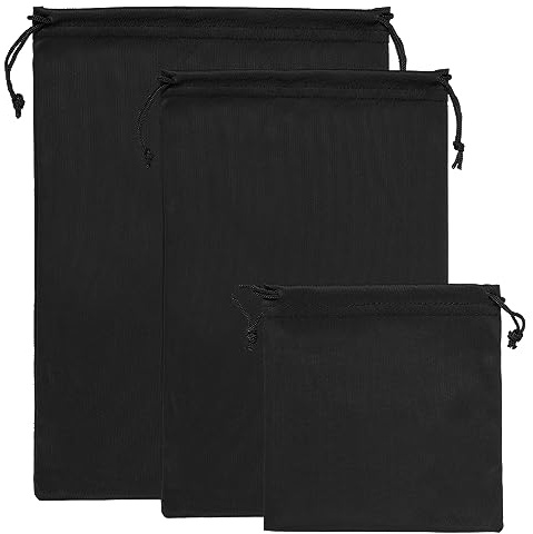 PATIKIL Esquí Gafas Bolsa, 3 Paquete Microfibra Bolsa Protector Almacenamiento Estuche Funda (5,9 x 5.9, 10.6 x 7.1, 11.8 x 9.1), Negro