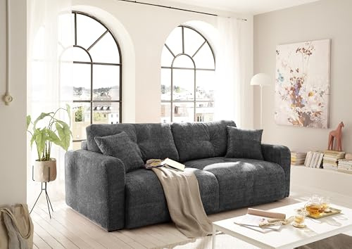 BULLET Bequemes Schlafsofa mit Bettkasten, Stoffbezug Anthrazit - Klappbares Sofa mit Schlaffunktion - 235 x 88 x 120 cm (B/H/T)