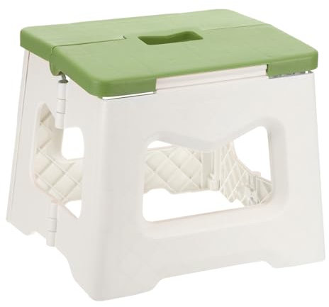 sourcing map 8 Folding Step Stool for Adults 165 lbs Capacity Non-Slip Step Stool with Handle Collapsible Foot Stools, Green Small Stepping Stool for Bathroom, Bedroom, Kitchen