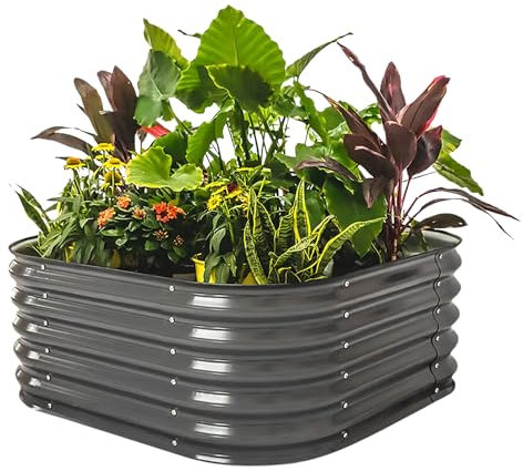 UNIGARDIA Potager Surélevé en Métal 150x60x43 cm - Bac Potager Extérieur Modulaire 4-en-1 - Jardinière Surélevée en Acier Premium, Inoxydable - Durée de Vie Minimum 20 Ans, Anthracite