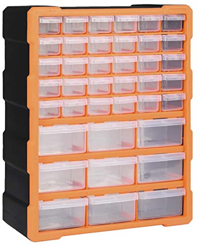 Homgoday Organisateur Multi-Tiroirs avec 39 Tiroirs 38x16x47 cm, Boîtes de Rangement Casiers à Tiroirs pour Garage, Atelier, Rangement Visserie Atelier A