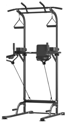 LYDBMYT Estación de inmersión Power Tower, Barra de dominadas para Gimnasio en casa, Equipo de Entrenamiento de Fuerza, Fitness, Altura Ajustable, multifunción, 180 kg, con Respaldo