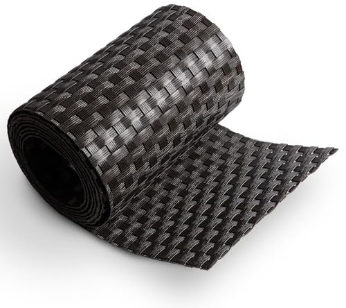 MAKA Striscia in Polyrattan Frangivista 100%, 255 cm x h 19 cm, Rotolo Rete Ombreggiante finto Rattan, Telo Ombreggiante Esterno Resistente per Balcone, Terrazzo, Recinzione, PE (Marrone scuro)