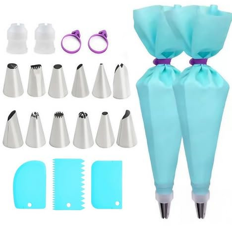 Heanvmyss Beccucci per sac a Poche,Set di 21 Saccapoche Professionali Riutilizzabile,Sacchetti per Piping con Adattatori e Spatole per Torte,Cupcakes,Biscotti