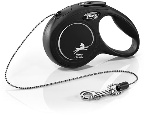 FLEXI New Classic Cord Retractable Cat Leash - X-Small – 10 ft., Black | Tangle-Free Pet Walking Leash with One-Handed Brake, Pause, Lock | German Quality Product