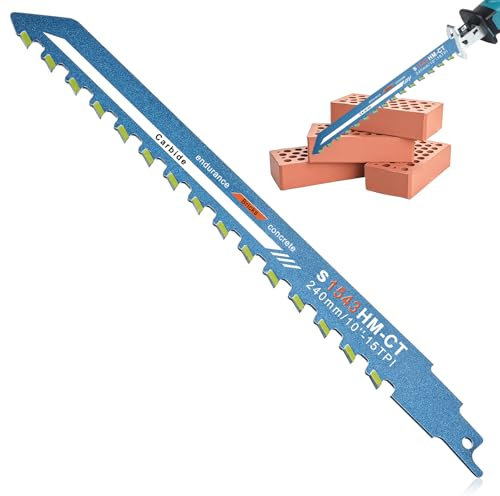 Lames de scie sabre pour pierre, 240 mm, en acier au carbure, pour béton, maçonnerie, bois, pierre, pour béton cellulaire, béton, bois, brique
