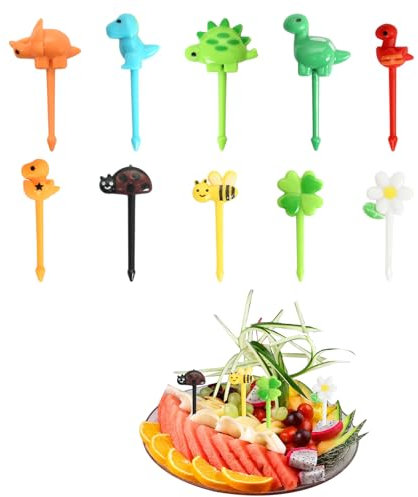 34 pezzi forchette bambini, forchettine da frutta bambini 6 stili, materiale PP per uso alimentare, adatto per contenitori per il pranzo e feste