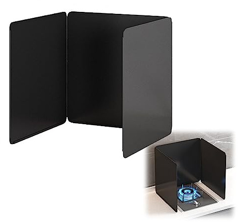 Protection contre les éclaboussures de cuisinière Grille anti-éclaboussures de graisse en acier au carbone noir, plusieurs tailles, 2 côtés, 3 côtés, 4 côtés(3 sides 50x50x50cm)