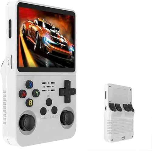 Console di gioco R36S Console di gioco portatile retrò con 128G integrato 21000+ giochi classici, sistema Linux open source schermo IPS da 3,5 pollici Lettore video tascabile portatile (bianco)