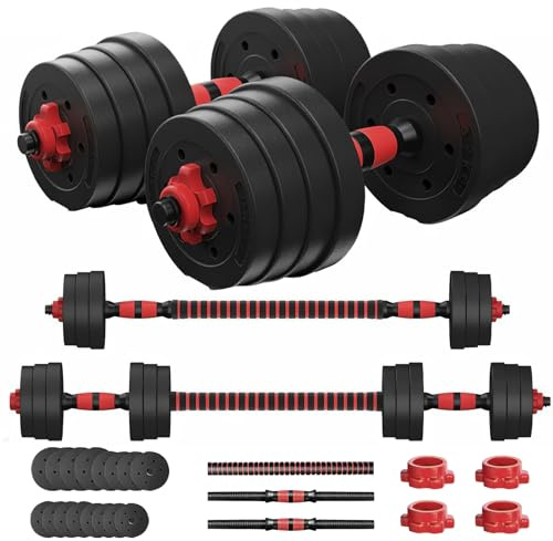Mancuernas Ajustables 30kg para Gimnasio en Casa - Set de Pesas Regulables con Material Ecológico, Seguro y Antideslizante | Ideal para Principiantes, Entrenamiento en Espacios Pequeños (30KG)