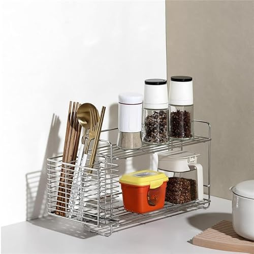 Porte-baguettes mural en acier inoxydable avec sections pour couverts et planches à découper, base ventilée pour assurer les ustensiles secs et hygiéniques (argent3)