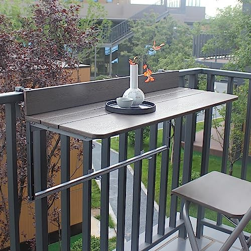 Fällbart balkonghängbord – utrymmesbesparande räckbord för utomhusbruk, perfekt för små balkonger, enkel montering, perfekt för att äta och koppla av (storlek: 10)